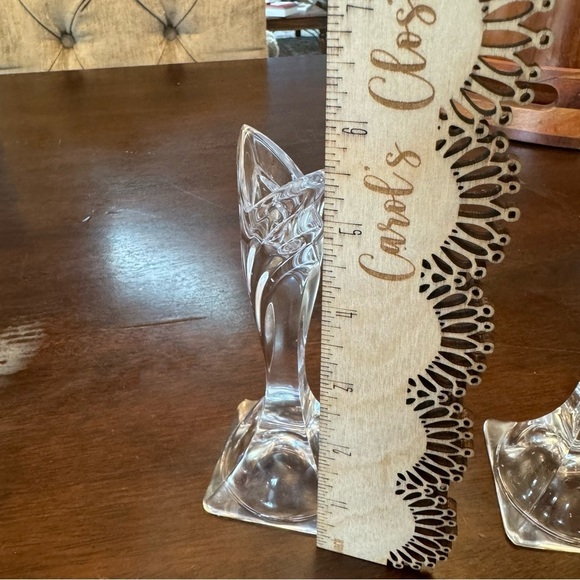 Mikasa Crystal Candle Holders Vintage 1980’s Deco Pattern Tulip Shape Tops - Picture 12 of 12